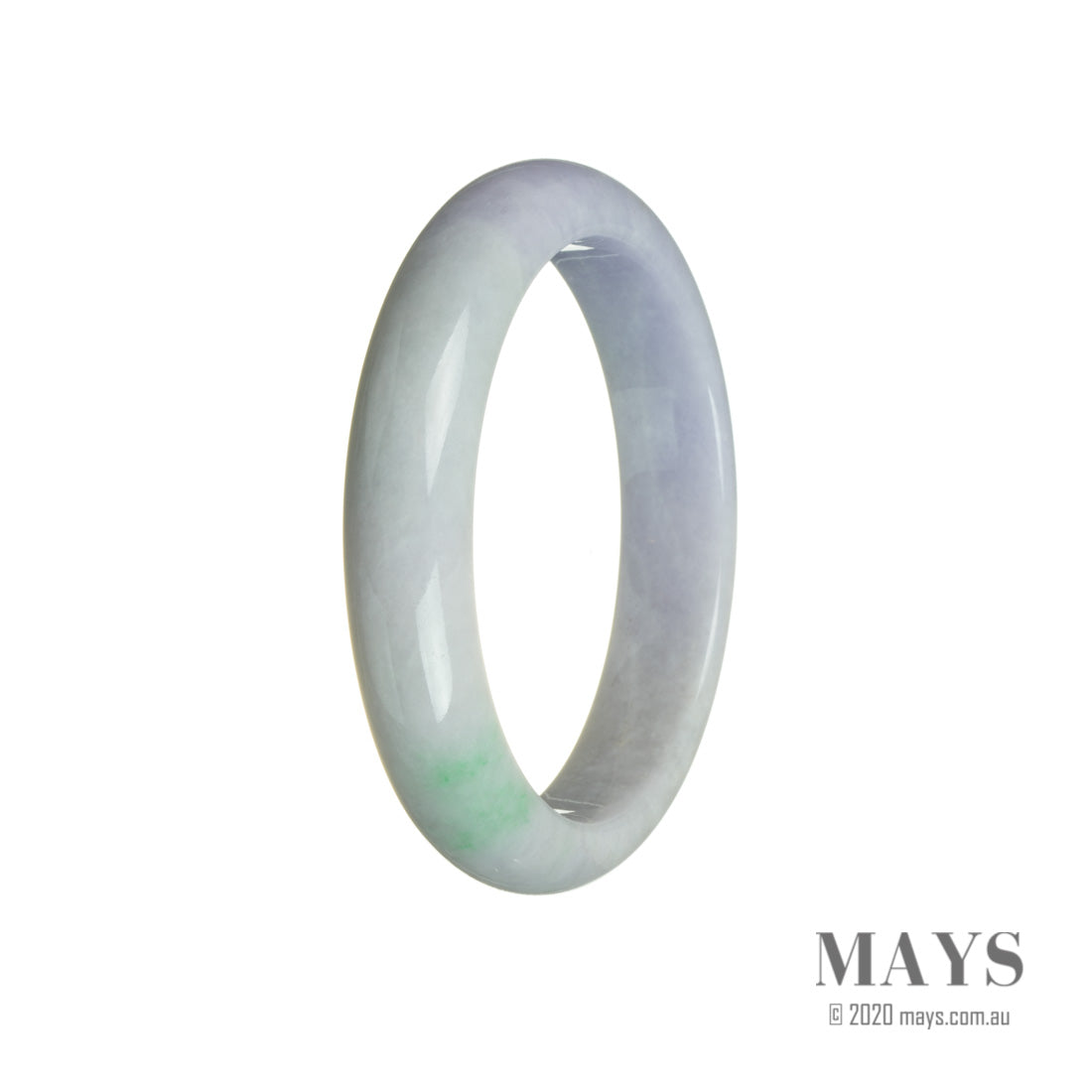 A lavender jadeite bangle bracelet in a half moon shape, with a grade A quality.