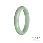 Real Grade A Green with White Burma Jade Bangle Bracelet - 59mm Half Moon
