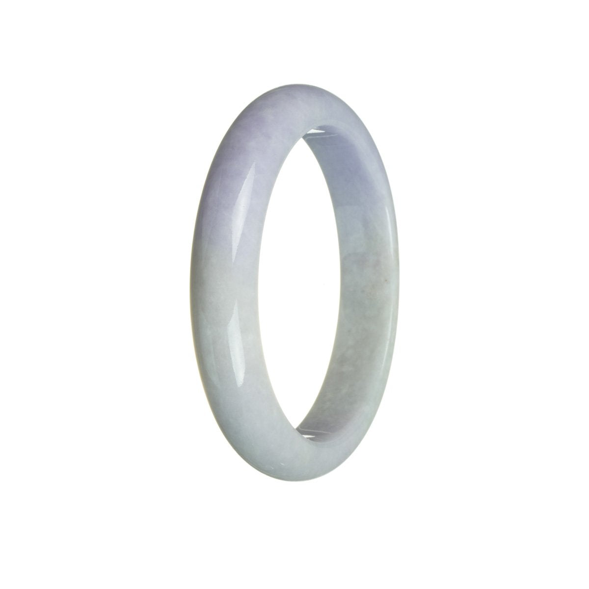 A lavender and green jade bangle with a half moon shape, made from genuine Grade A jade.