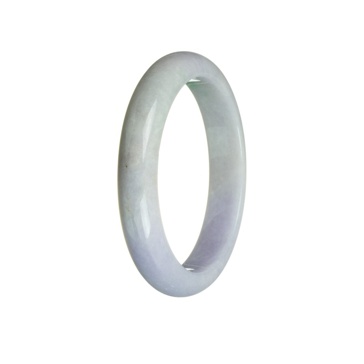 Real Natural Lavender with Green Traditional Jade Bangle Bracelet - 60mm Half Moon