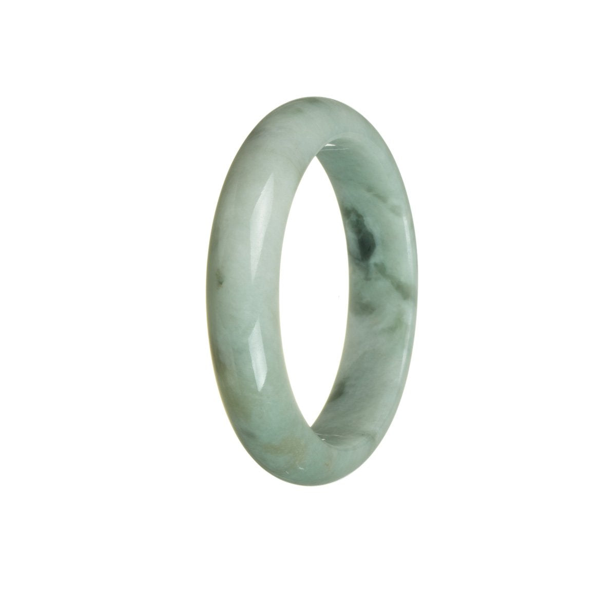 Genuine Type A Bluish Green Burmese Jade Bangle Bracelet - 56mm Half Moon