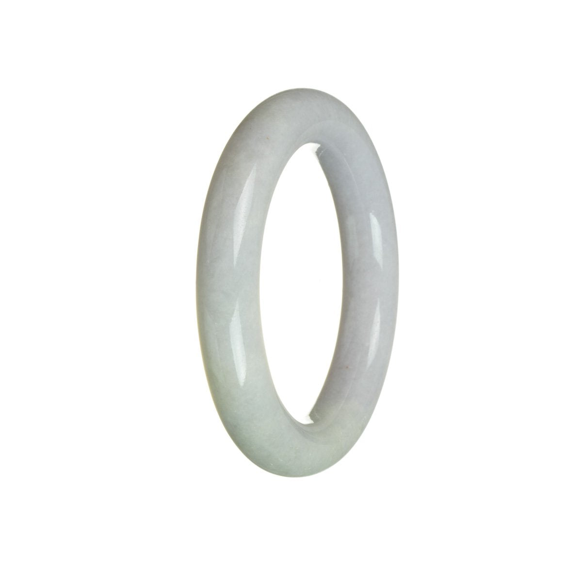 A round lavender and pale green jade bangle bracelet, perfect for adding a touch of elegance to any outfit.