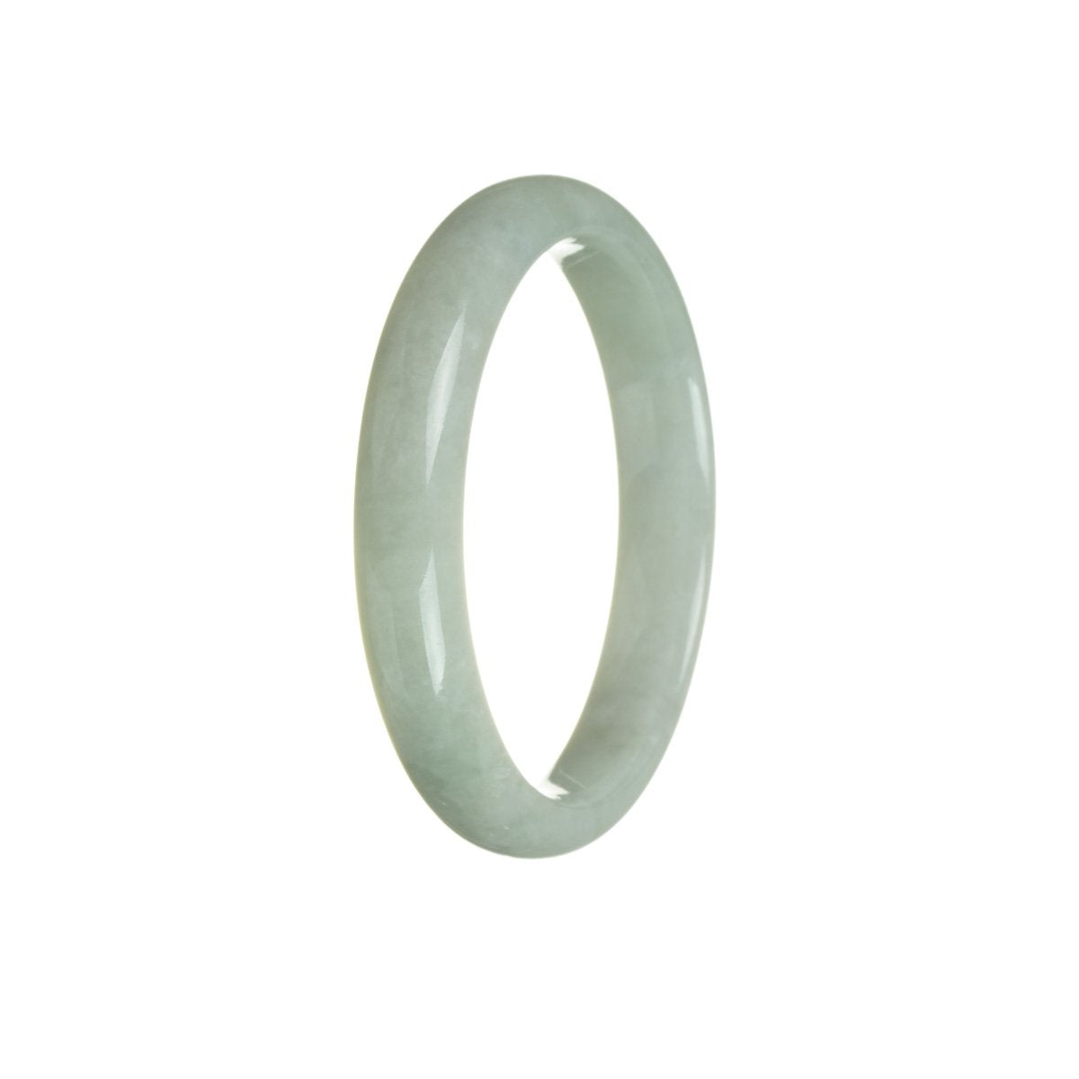 Genuine Grade A Pale Green Jadeite Bangle Bracelet - 57mm Half Moon