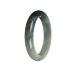 Certified Grade A White with Grey Traditional Jade Bangle Bracelet - 58mm Half Moon