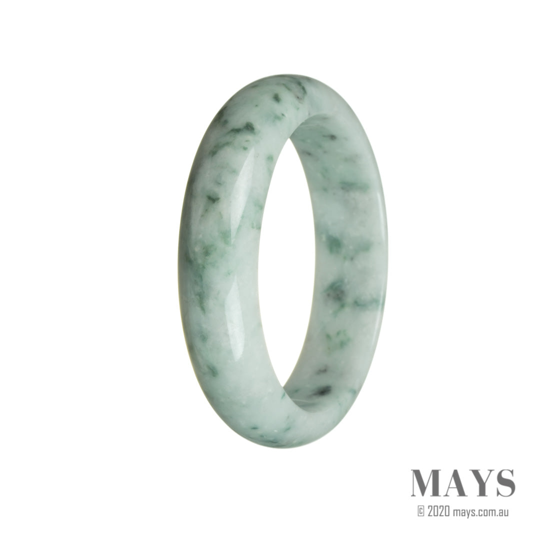 Genuine Grade A White Traditional Jade Bangle Bracelet - 59mm Half Moon