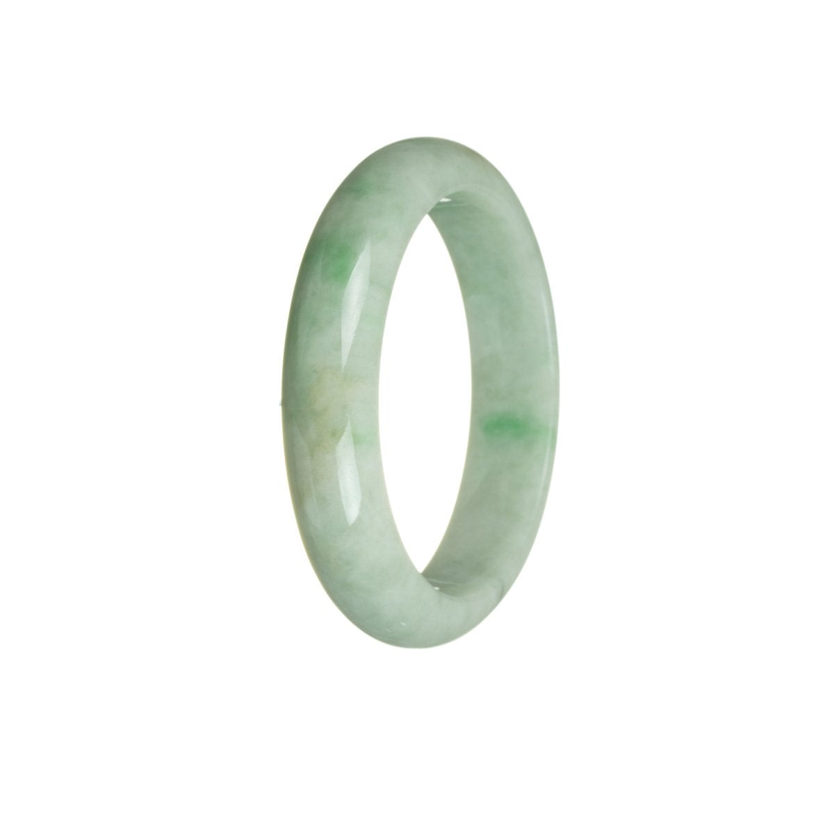 A half moon-shaped, 53mm authentic Grade A green traditional jade bangle bracelet from MAYS.