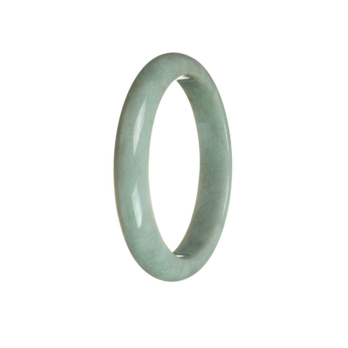 Genuine Natural Bluish Green Burmese Jade Bangle Bracelet - 59mm Half Moon