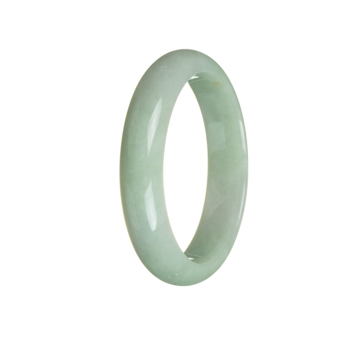A beautiful green jade bracelet in a half moon shape, showcasing its natural beauty and elegance.