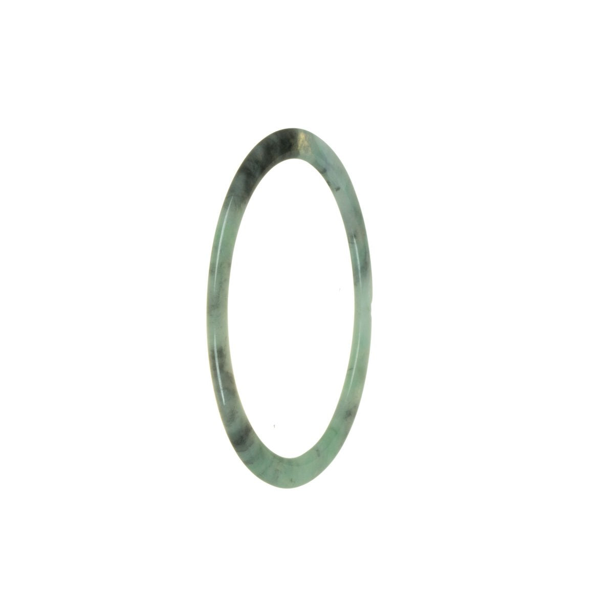 A thin, genuine Type A Green with Grey Jadeite Jade bangle, measuring 55mm.