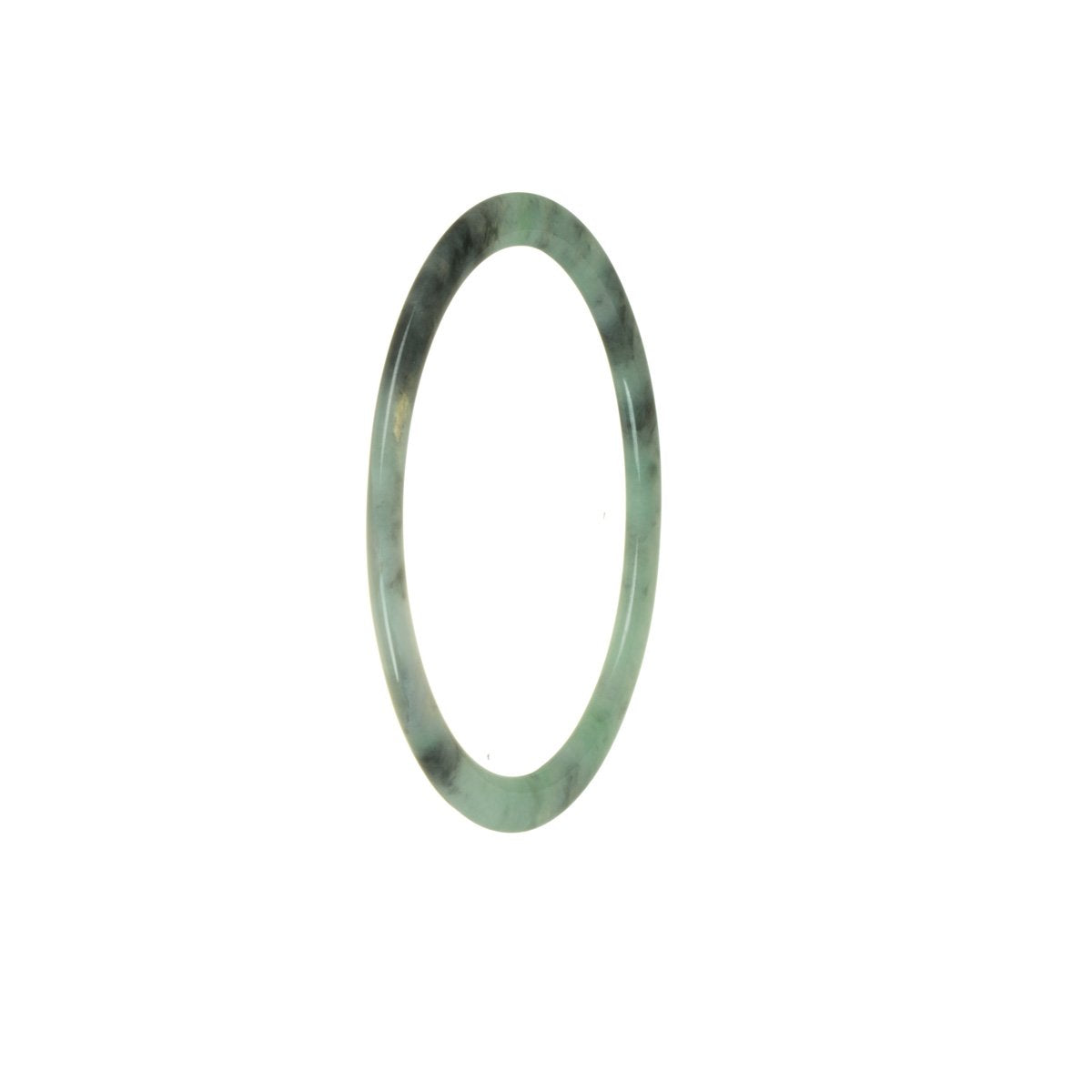 Genuine Grade A Green with Grey Jade Bangle Bracelet - 55mm Thin
