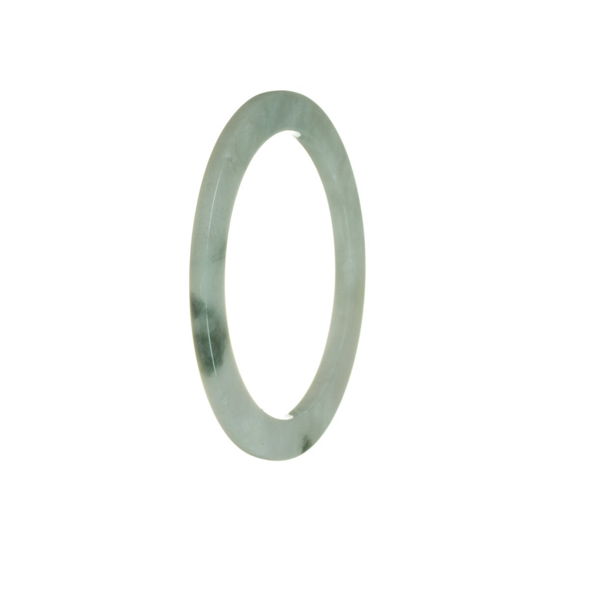 A thin, 55mm genuine Type A Flower Jade bangle bracelet from MAYS GEMS.