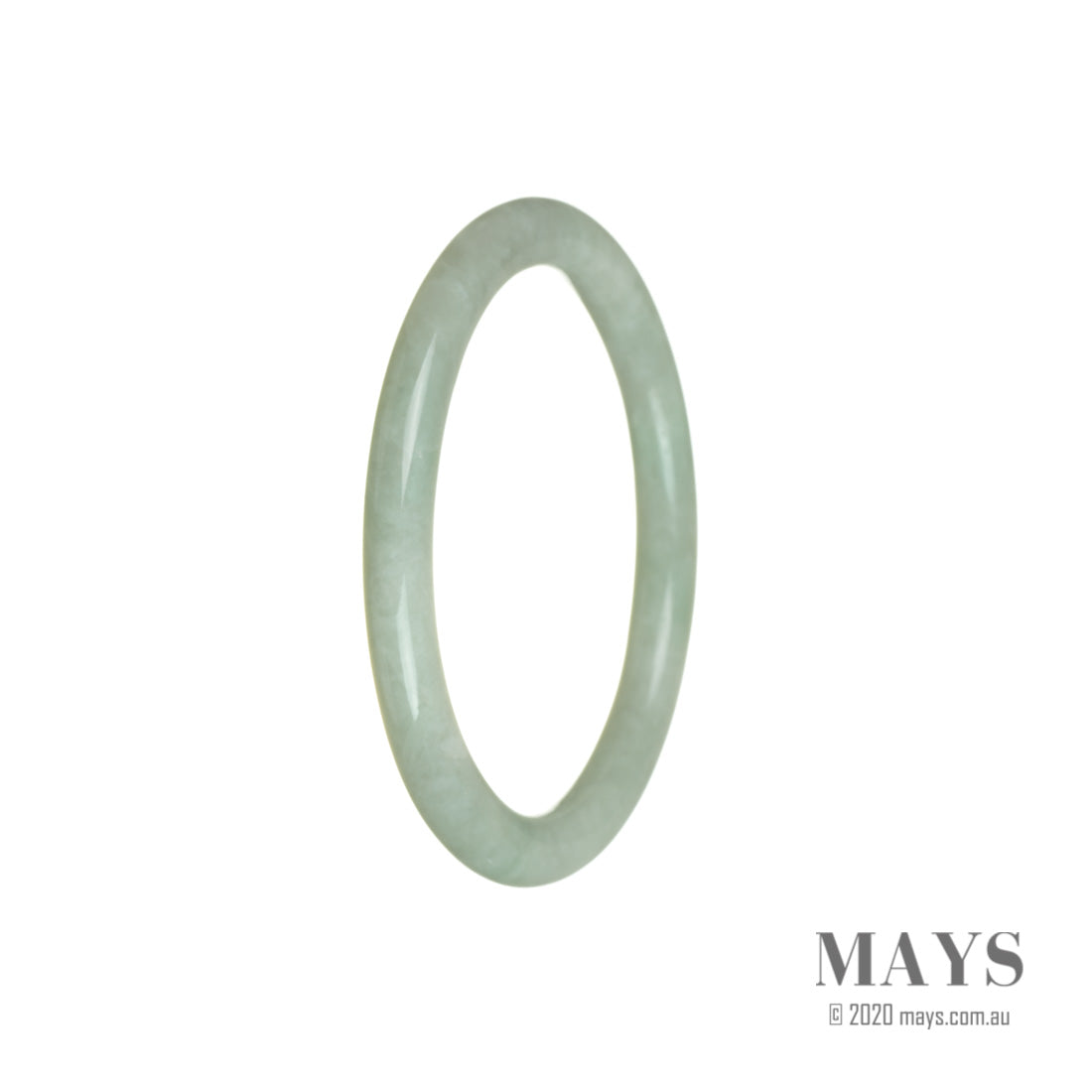 A delicate, 55mm thin, authentic Grade A green jade bracelet by MAYS.