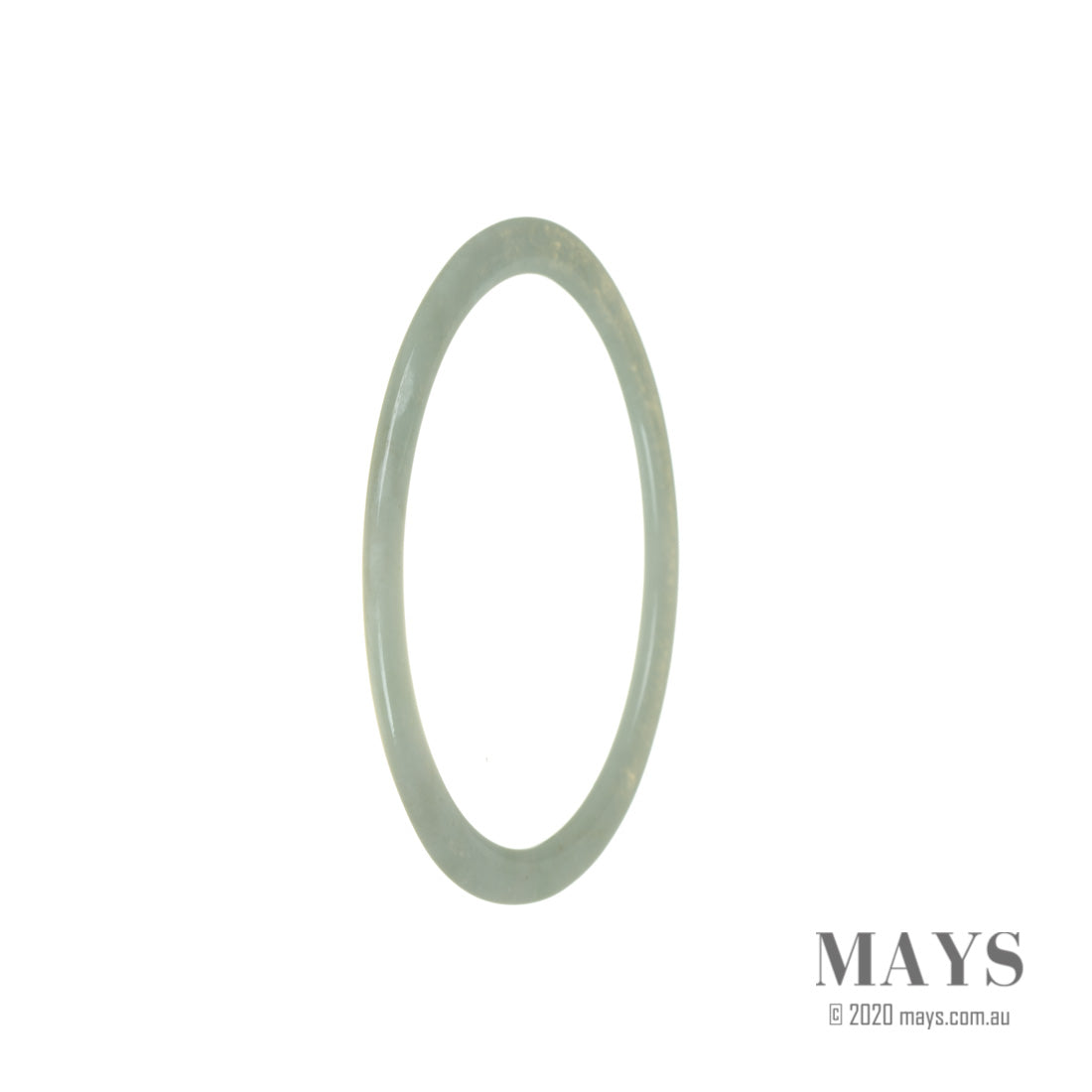 Close-up of a thin green jade bangle bracelet, showcasing its vibrant color and smooth texture.