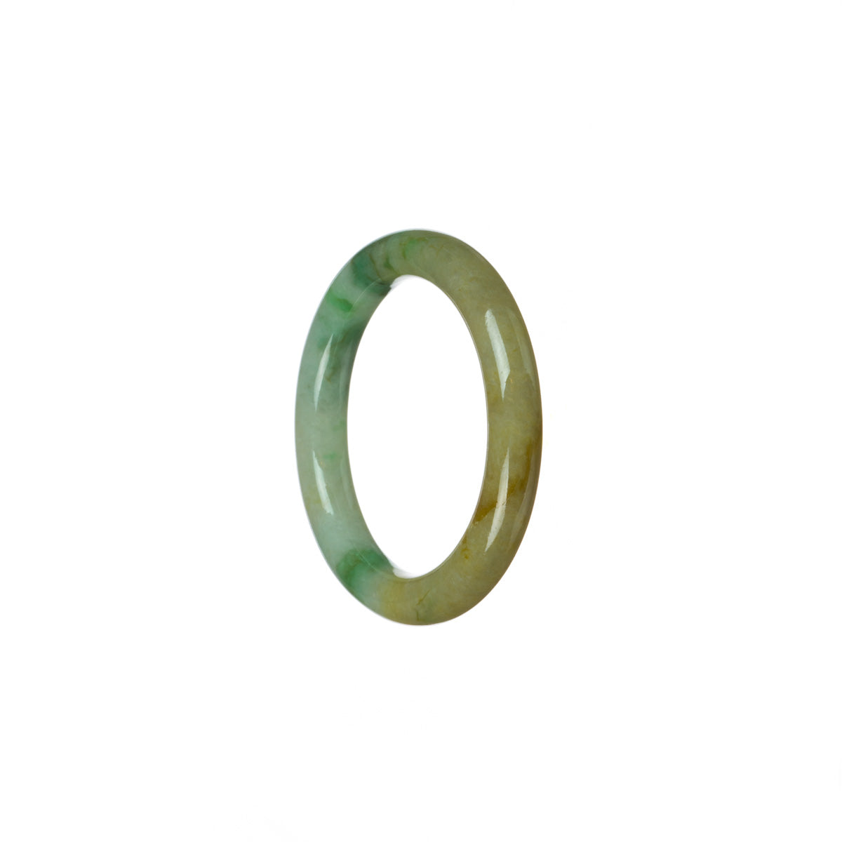 Certified Type A Brownish white with emerald green Jadeite Jade Bangle Bracelet - Child Child