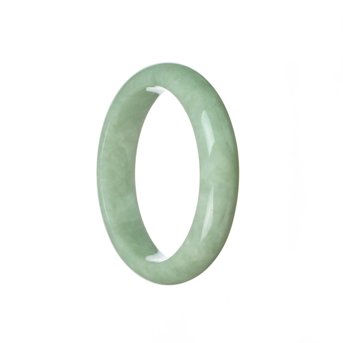 Authentic Grade A Light green Jadeite Bangle Bracelet - 58mm Half Moon