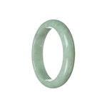 A pale green Burma jade bangle with a half moon shape, measuring 57mm.