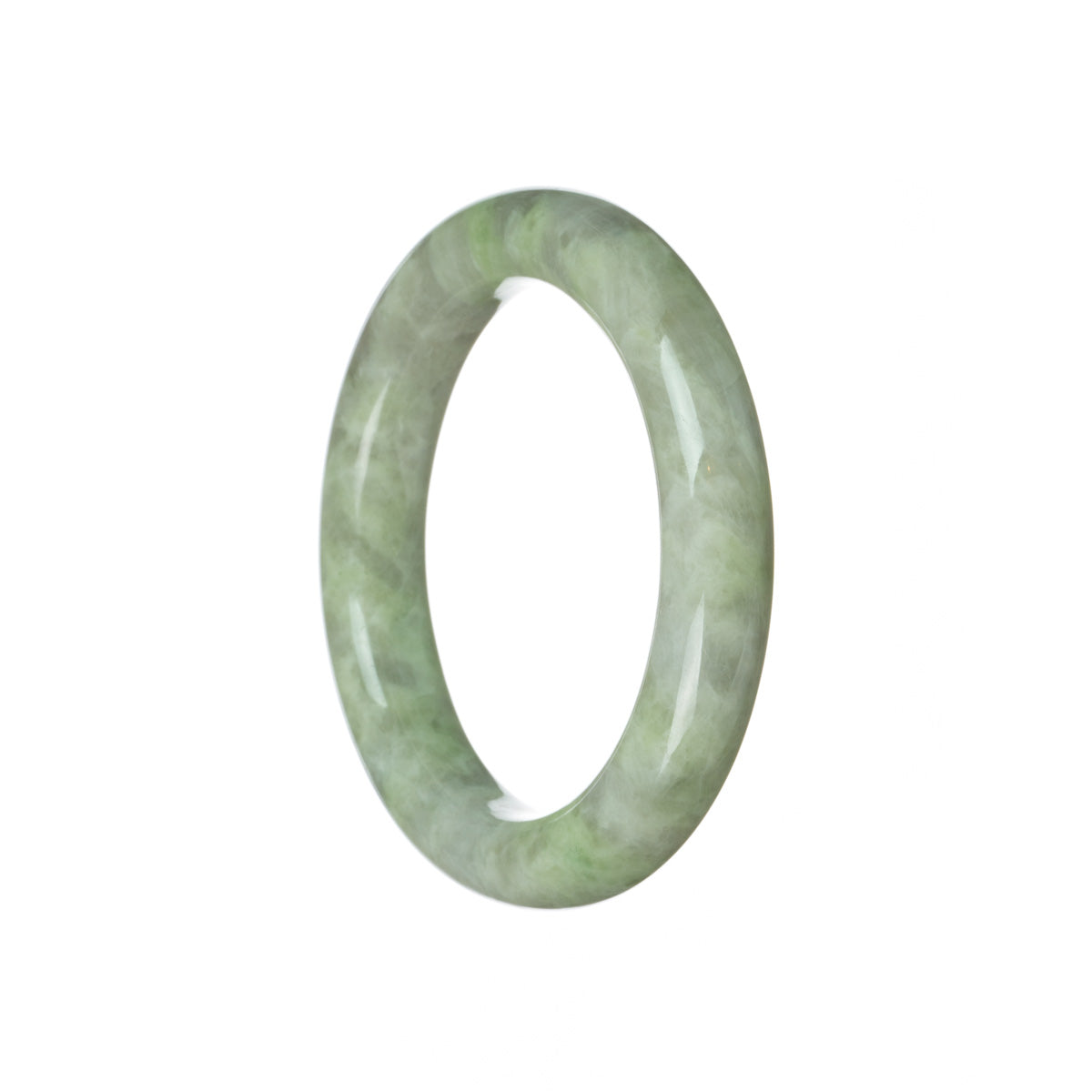 A round bracelet made of genuine untreated green and lavender Jadeite Jade, measuring 55mm in diameter, from the brand MAYS.
