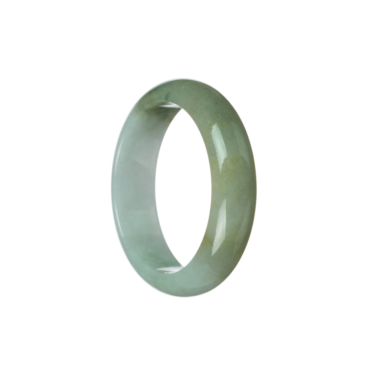Authentic Grade A Green with pale lavender Burmese Jade Bangle - 53mm Half Moon