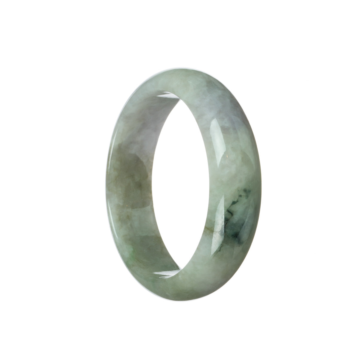 Genuine Grade A Lavender with green Jade Bangle - 59mm Half Moon