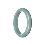 A beautiful bluish lavender jade bangle bracelet with a half moon shape, made from genuine Grade A jadeite jade.