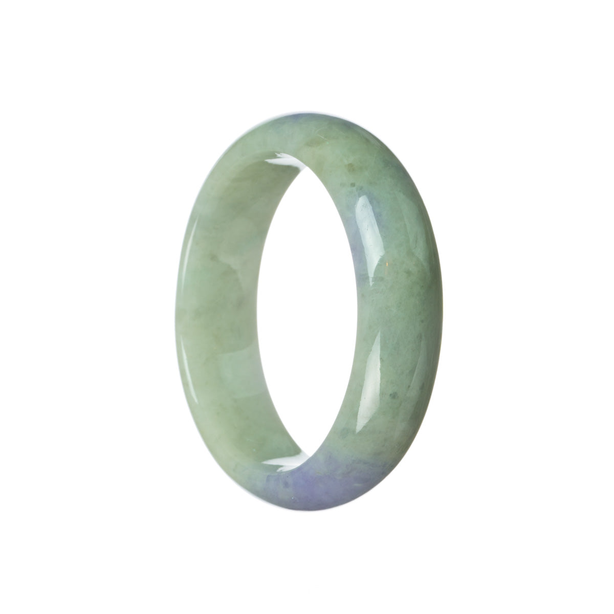 Certified Natural Green with lavender Traditional Jade Bangle Bracelet - 57mm Half Moon
