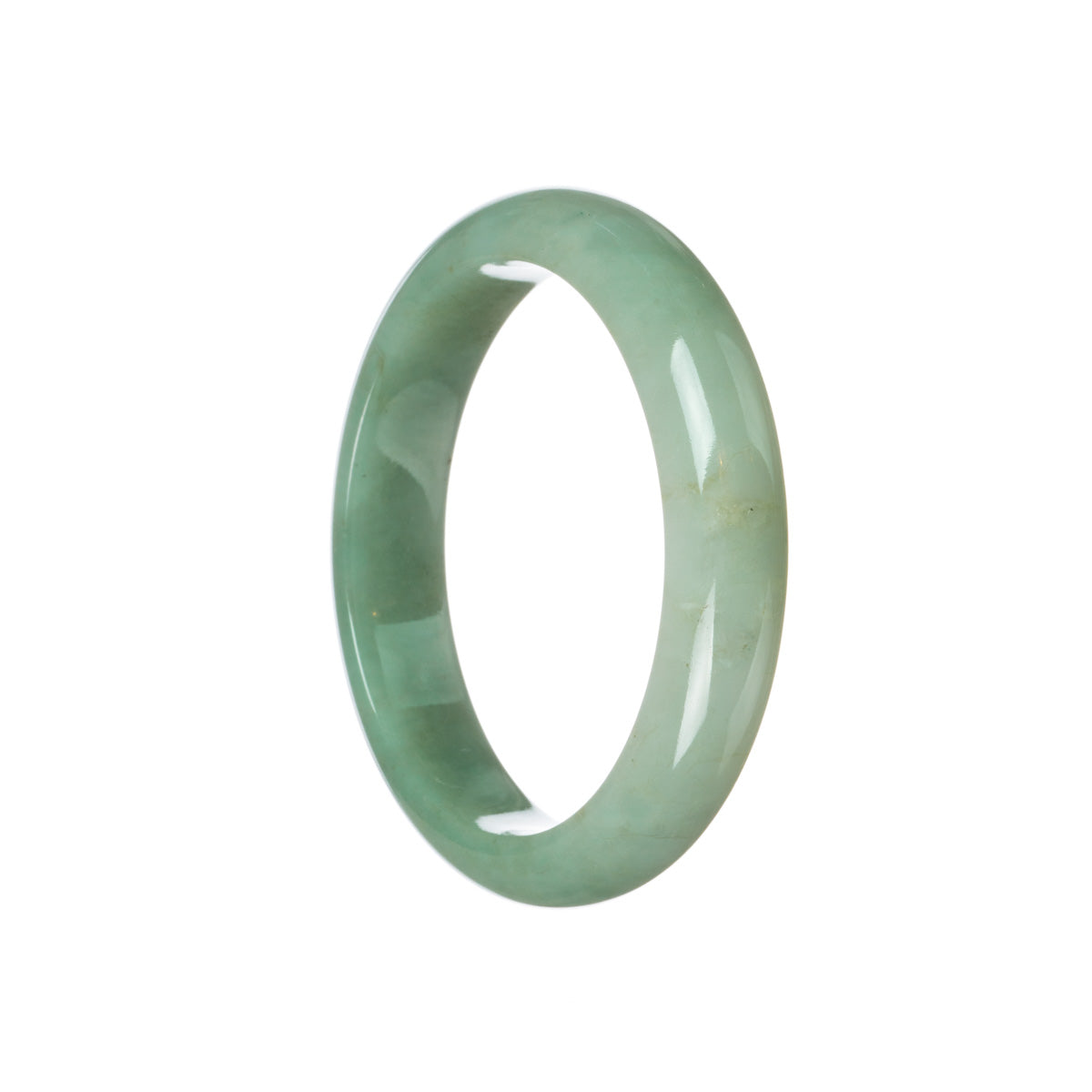 Genuine Grade A Green Jade Bangle - 59mm Semi Round