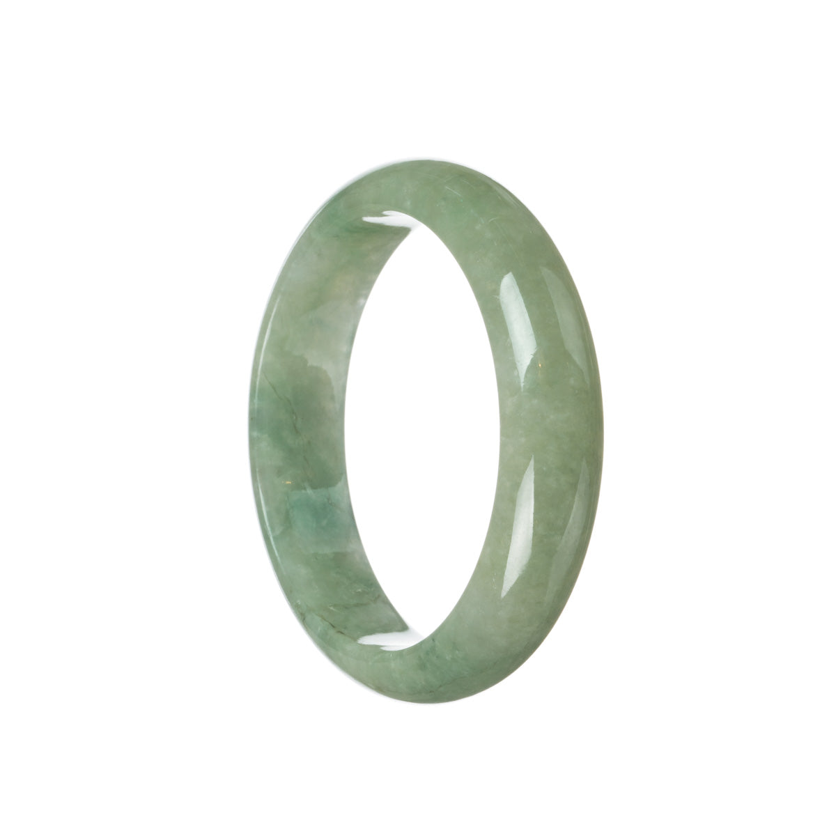 Real Grade A Green Traditional Jade Bangle - 59mm Half Moon