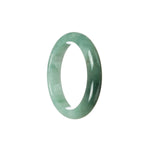 A close-up image of a Real Grade A Bluish green Jadeite Jade Bracelet. The bracelet features a half-moon shape and measures approximately 51mm. Designed by MAYS™.