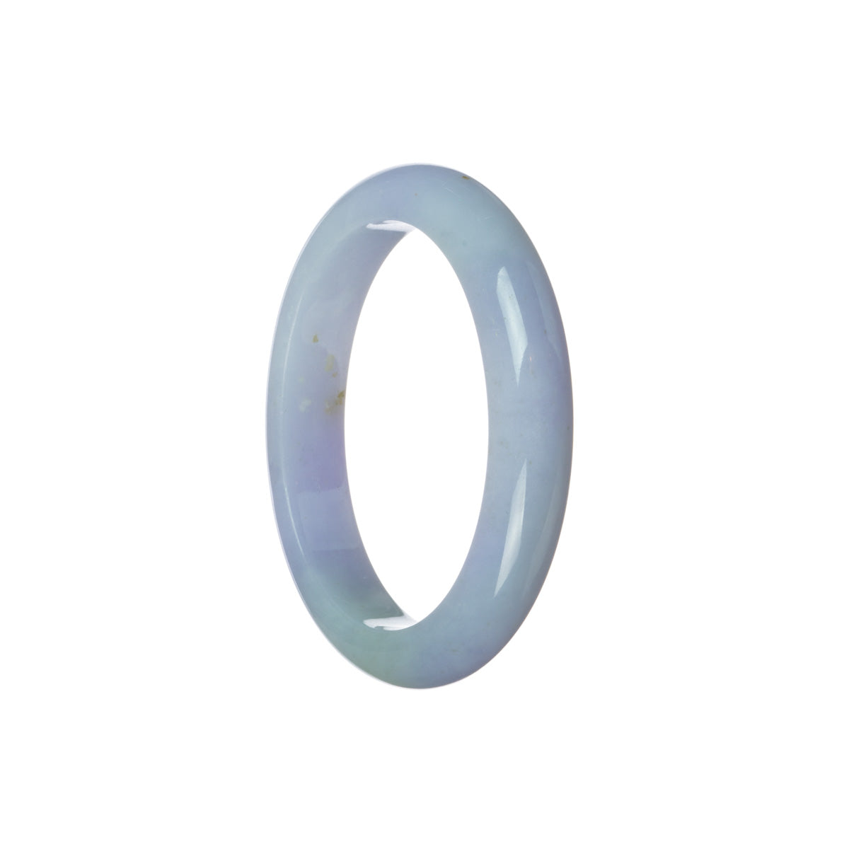 A lavender-colored jade bangle bracelet with a traditional design, measuring 50mm in an oval shape.