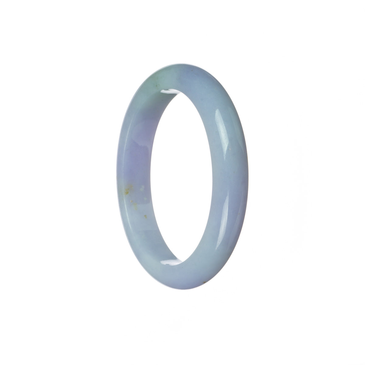 A lavender jade bangle with a Grade A quality, featuring an oval shape measuring 50mm. This bangle is authentic and is a product of MAYS™.