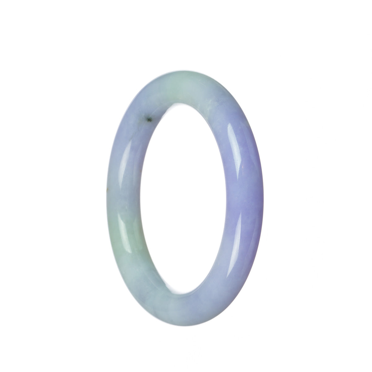 A round lavender Burmese jade bangle bracelet, Grade A quality, measuring 57mm in diameter. Sold by MAYS GEMS.