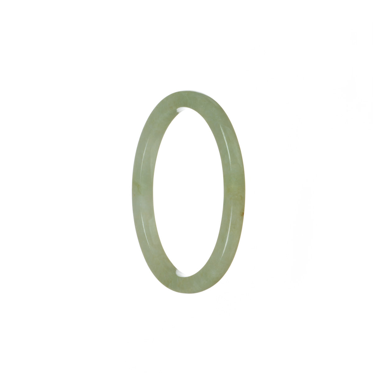 A pale green traditional jade bracelet with an oval shape, measuring 52mm.