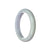 A lavender jade bangle bracelet with a half moon shape, measuring 60mm in size. Certified Type A quality.