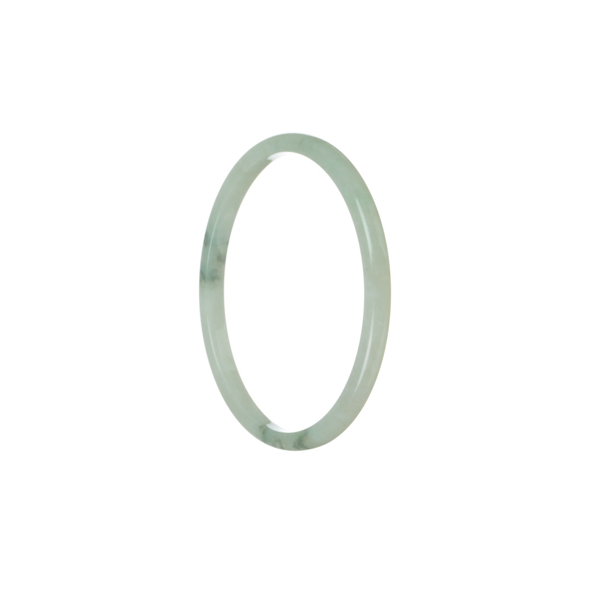 Image of a pale green Burmese jade bangle with a flat shape, showcasing its genuine and natural beauty.