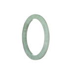 A light grey traditional jade bangle with a half moon shape, measuring 56mm in size.