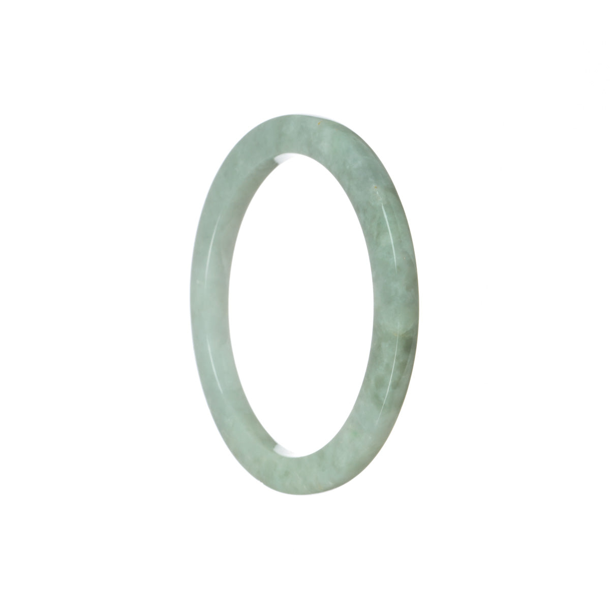 A stunning half moon-shaped bracelet made of genuine natural light grey Burmese Jade, measuring 56mm in size. Perfect for adding elegance and natural beauty to any outfit.