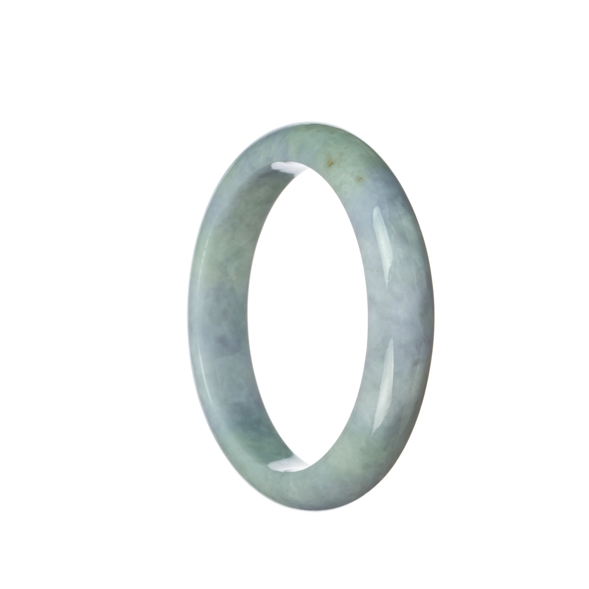A beautiful lavender traditional jade bracelet with a semi-round shape, measuring 58mm. This genuine Type A jade bracelet from MAYS™ is a stunning accessory.