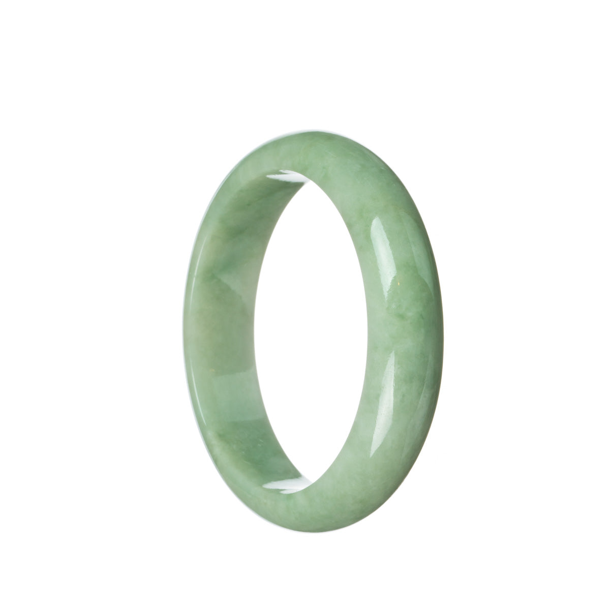 Certified Type A Green Burma Jade Bangle Bracelet - 59mm Half Moon
