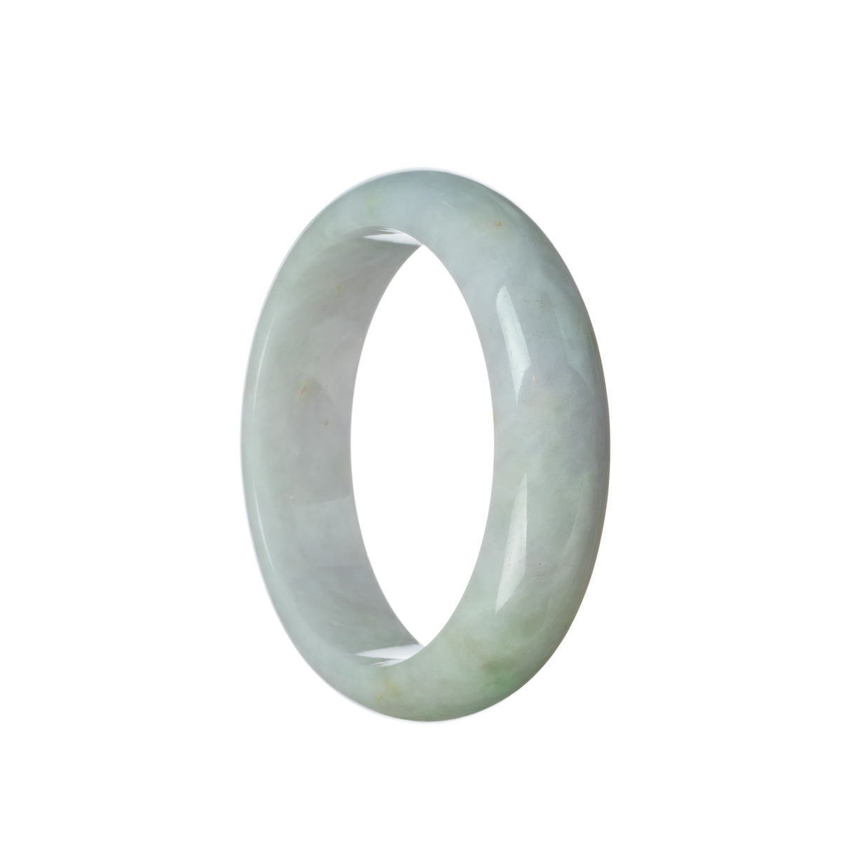 A beautiful pale lavender and apple green jade bracelet in a half moon shape, untreated and natural. Perfect for adding a touch of elegance to any outfit.