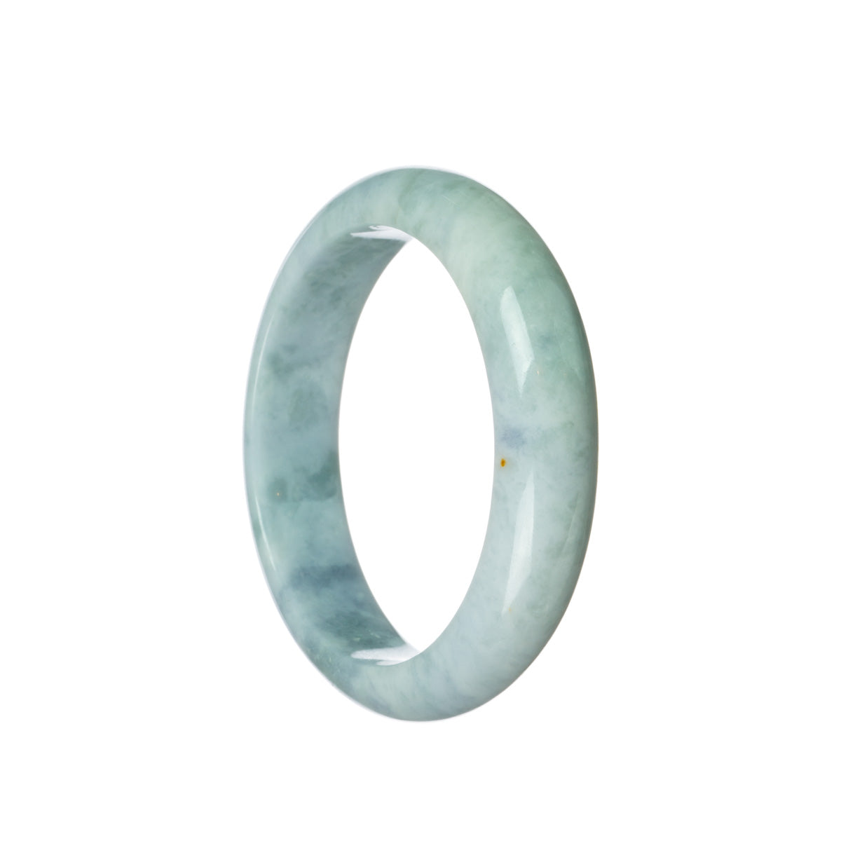 A beautiful half moon-shaped lavender jadeite bangle, certified as Grade A quality by MAYS GEMS.