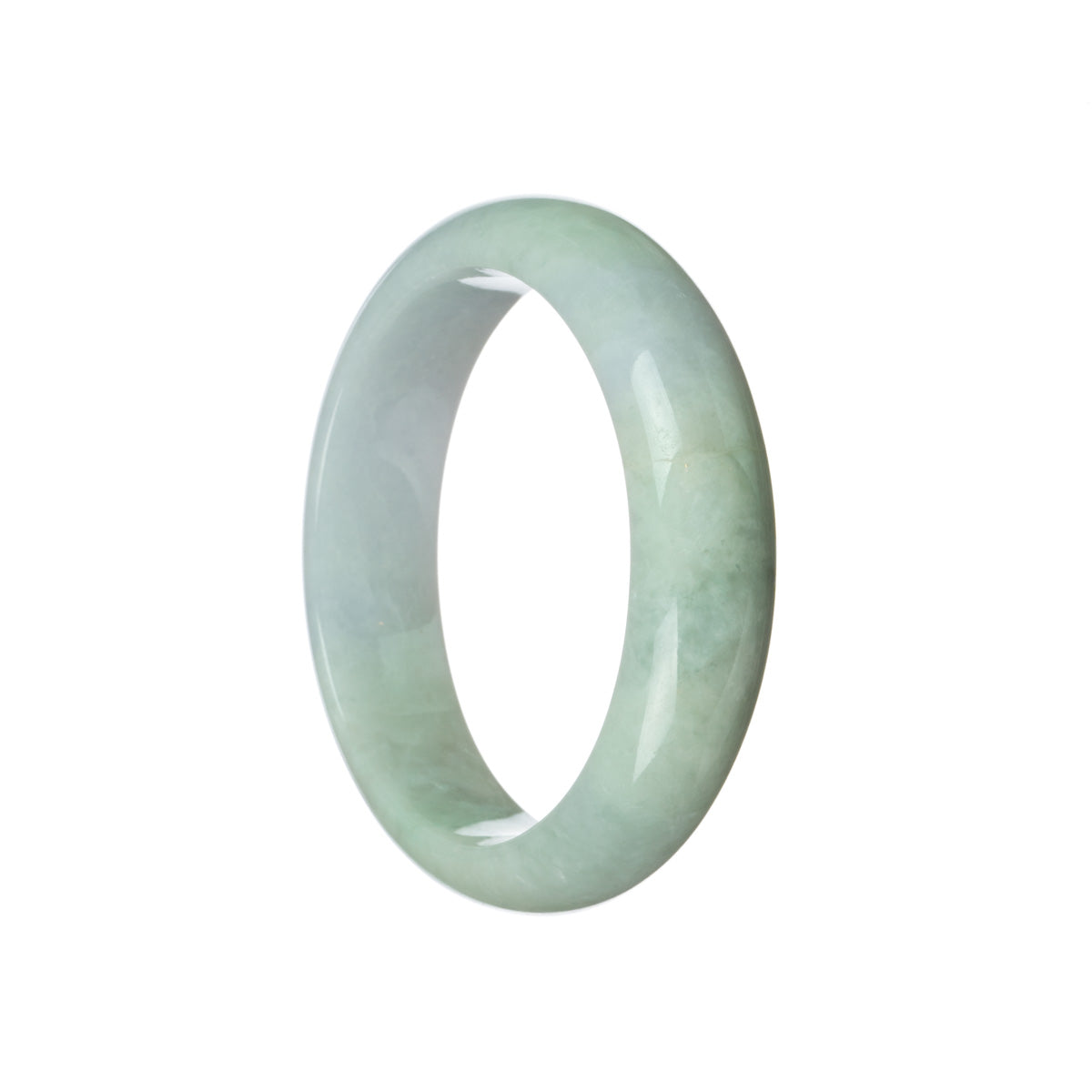 Genuine Type A Pale green with lavender Jadeite Jade Bangle Bracelet - 59mm Half Moon