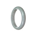 A close-up image of a lavender-colored traditional jade bangle with a semi-round shape, measuring 58mm in size. The bangle is made from genuine Grade A jade and is being sold by MAYS GEMS.