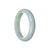 A lavender jadeite jade bangle with a half-moon shape, measuring 58mm, of genuine Grade A quality. Perfect for adding a touch of elegance to any outfit.