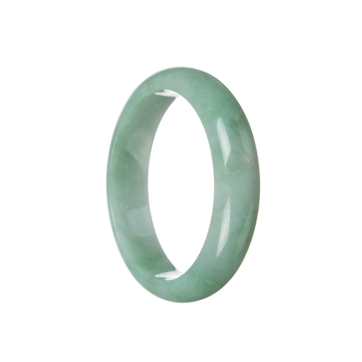 Real Grade A Green Burmese Jade Bangle Bracelet - 58mm Half Moon