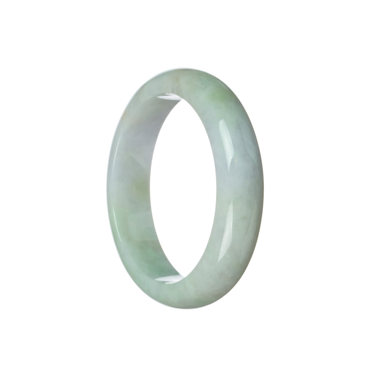 An image of an untreated lavender-colored bangle made with genuine green jadeite. The bangle is in a half-moon shape and has a diameter of 58mm. This bangle is part of the MAYS™ collection.