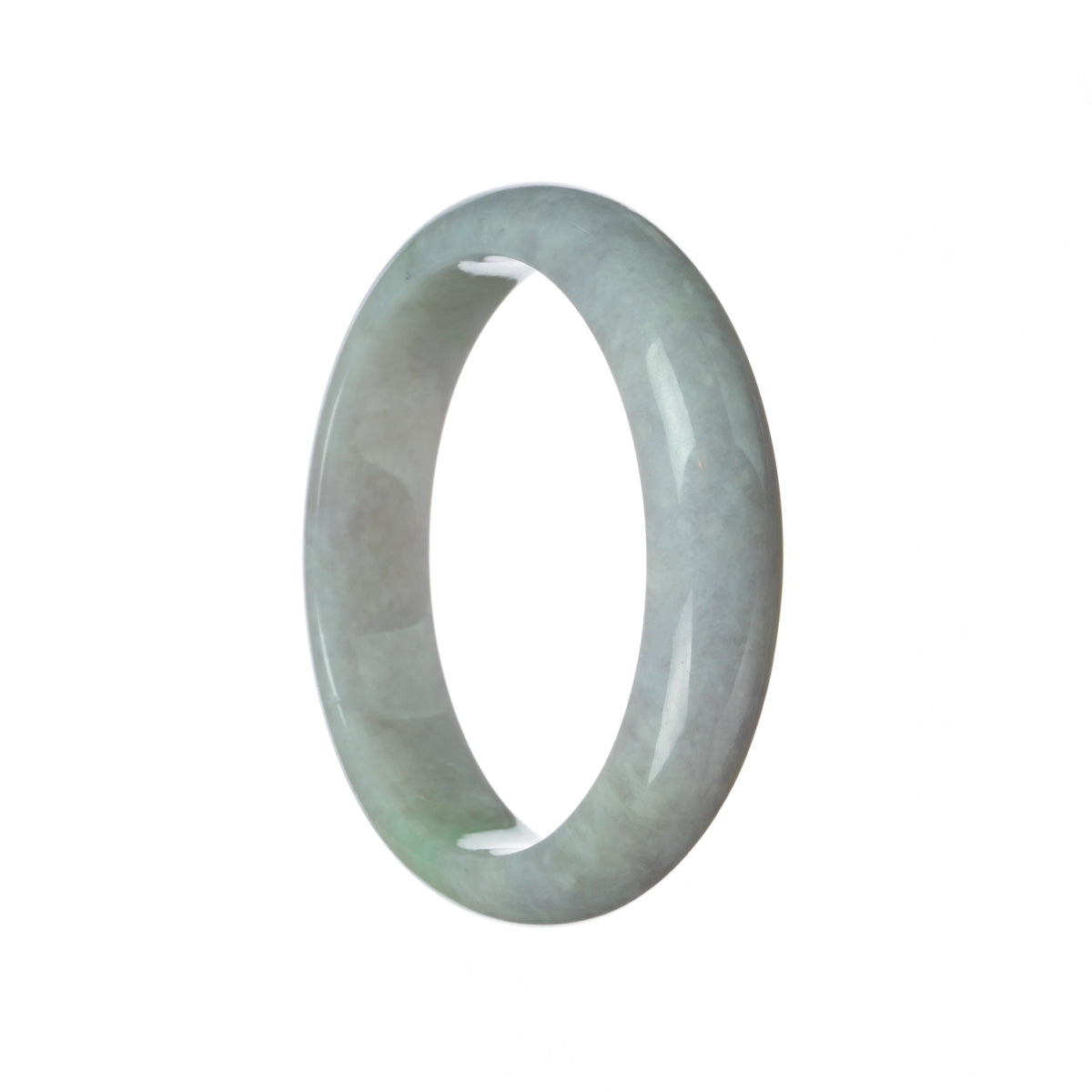 An elegant lavender traditional jade bangle bracelet with a beautiful half moon shape, crafted from authentic Grade A jade.