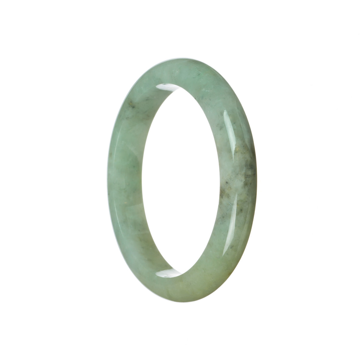 Certified Grade A Light green Jadeite Bracelet - 61mm Semi Round