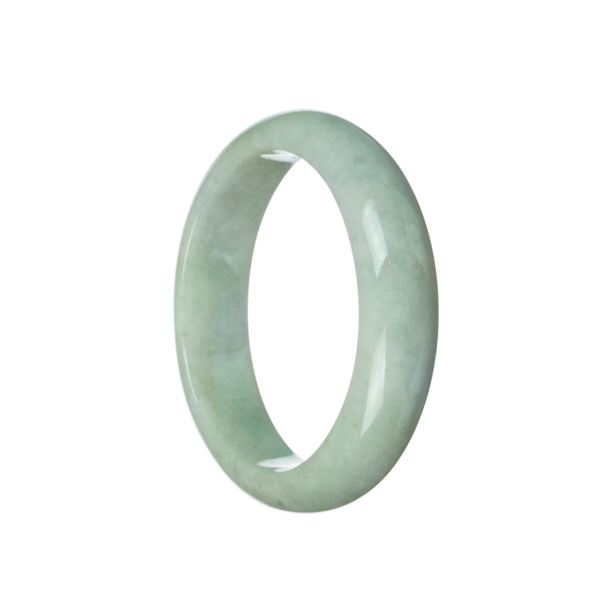 Authentic Grade A Pale green and lavender Burma Jade Bangle Bracelet - 59mm Half Moon
