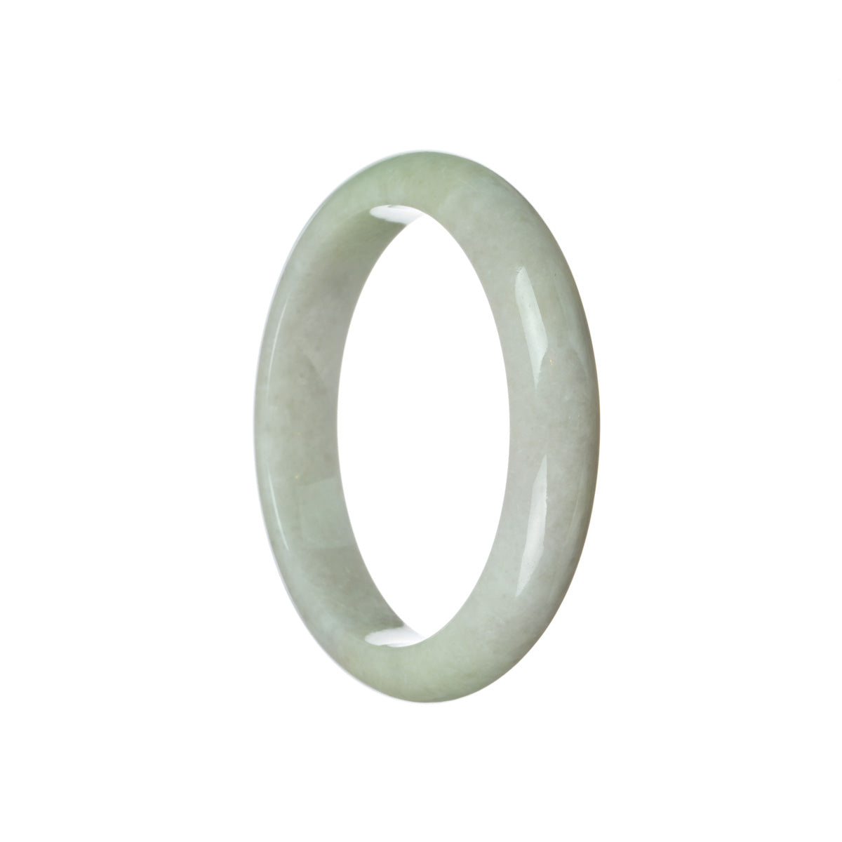 A beautiful, delicate lavender and green Jadeite Jade bracelet in a half moon shape.