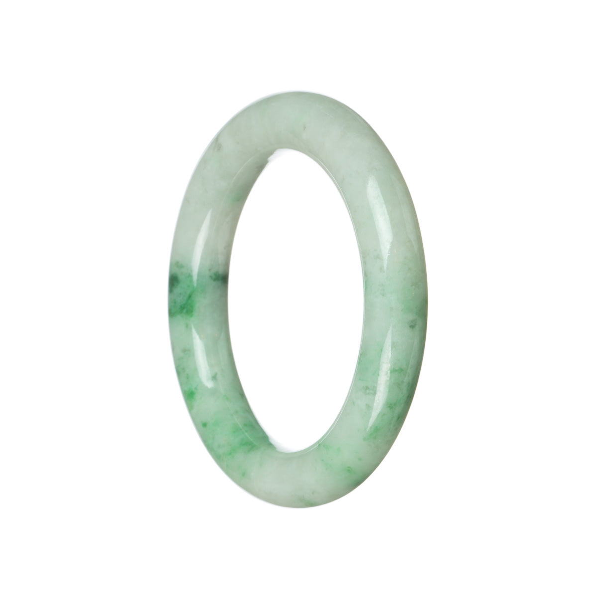 Authentic Type A White with emerald green Jadeite Jade Bangle - 56mm Round